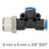 Pu Hose Fitting Tee 6mm X 6mm X 3/8'm